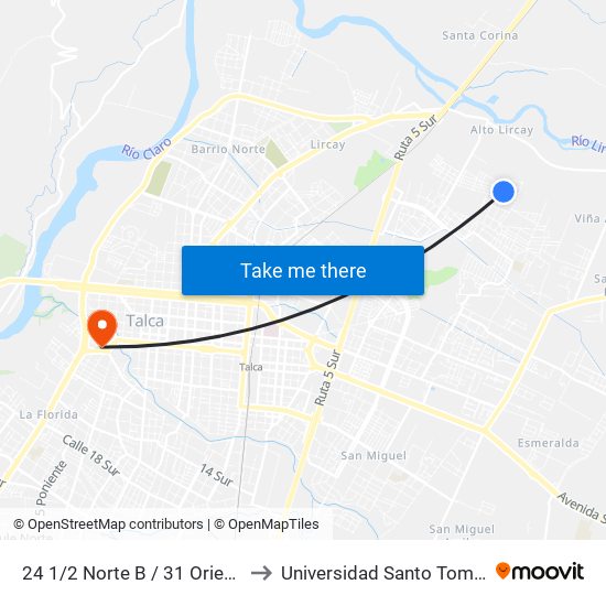 24 1/2 Norte B / 31 Oriente to Universidad Santo Tomás map
