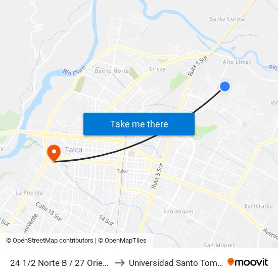 24 1/2 Norte B / 27 Oriente to Universidad Santo Tomás map