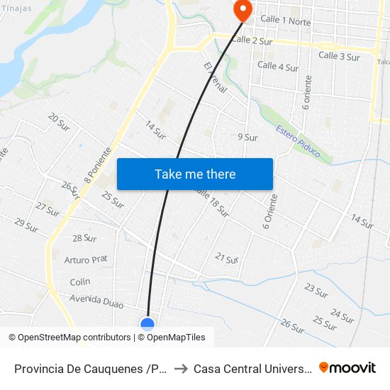 Provincia De  Cauquenes  /Provincia De Talca to Casa Central Universidad De Talca map