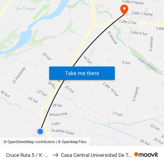 Cruce Ruta 5 / K -610 to Casa Central Universidad De Talca map