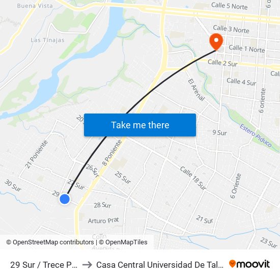 29 Sur / Trece Pte to Casa Central Universidad De Talca map