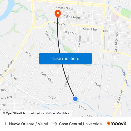 I - Nueve Oriente / Veintidós Sur O to Casa Central Universidad De Talca map