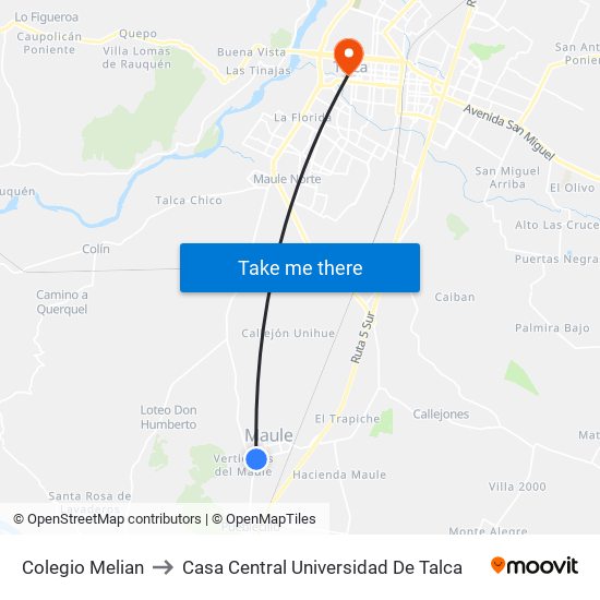 Colegio Melian to Casa Central Universidad De Talca map