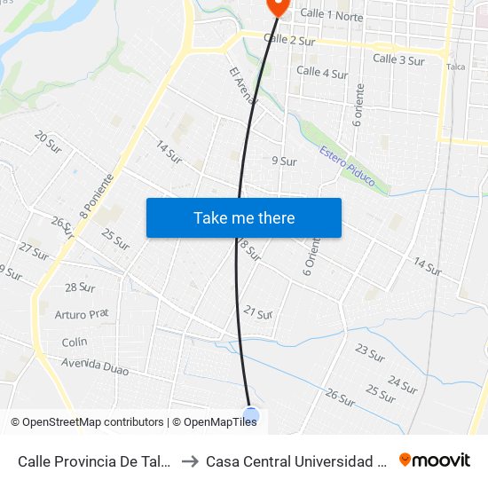 Calle Provincia De Talca, 724 to Casa Central Universidad De Talca map