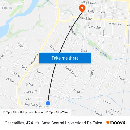 Chacarillas, 474 to Casa Central Universidad De Talca map