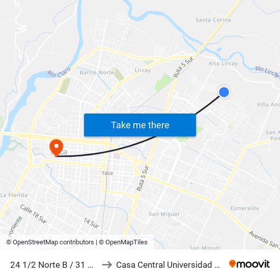 24 1/2 Norte B / 31 Oriente to Casa Central Universidad De Talca map