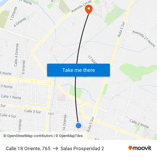 Calle 18 Oriente, 765 to Salas Prosperidad 2 map