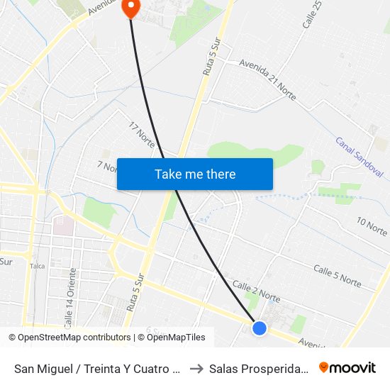 San Miguel / Treinta Y Cuatro Ote to Salas Prosperidad 2 map