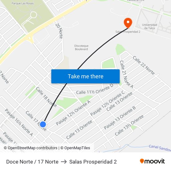 Doce Norte / 17 Norte to Salas Prosperidad 2 map