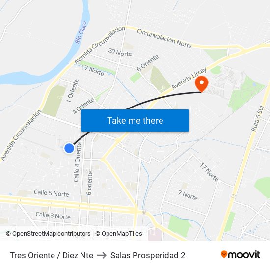 Tres Oriente / Diez Nte to Salas Prosperidad 2 map