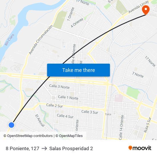 8 Poniente, 127 to Salas Prosperidad 2 map