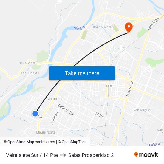 Veintisiete Sur / 14 Pte to Salas Prosperidad 2 map