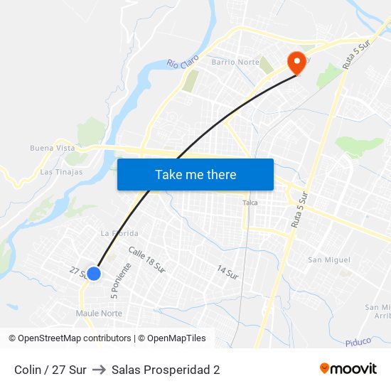 Colin / 27 Sur to Salas Prosperidad 2 map