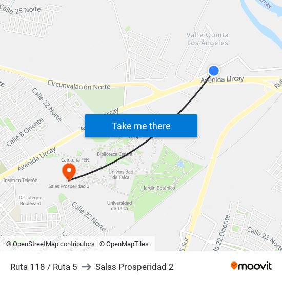 Ruta 118 / Ruta 5 to Salas Prosperidad 2 map