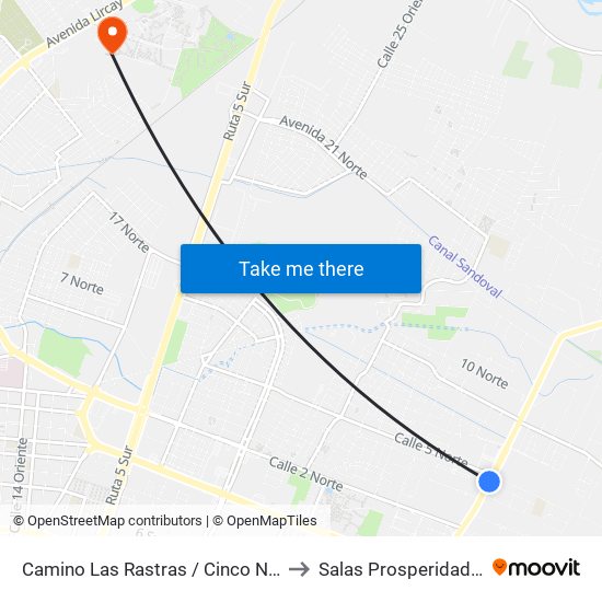 Camino Las Rastras / Cinco Nte to Salas Prosperidad 2 map