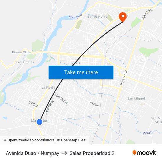 Avenida Duao / Numpay to Salas Prosperidad 2 map