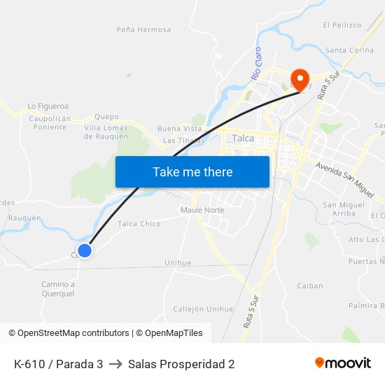 K-610 / Parada 3 to Salas Prosperidad 2 map