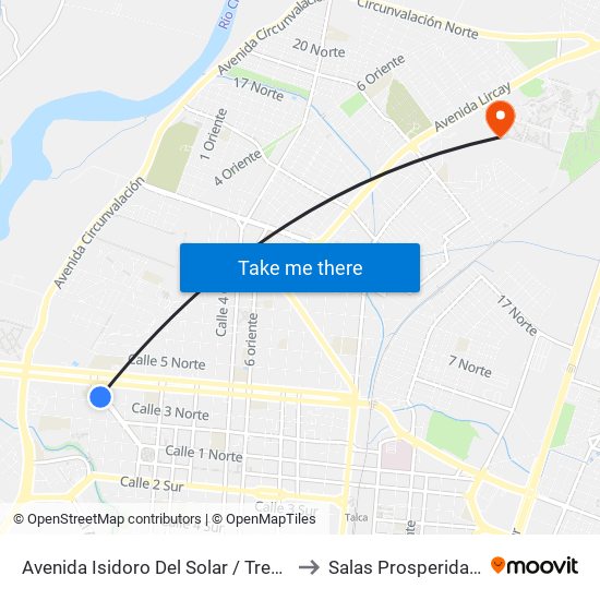 Avenida Isidoro Del Solar / Tres Nte to Salas Prosperidad 2 map
