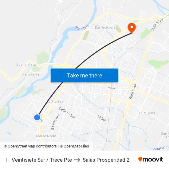 I - Veintisiete Sur / Trece Pte to Salas Prosperidad 2 map