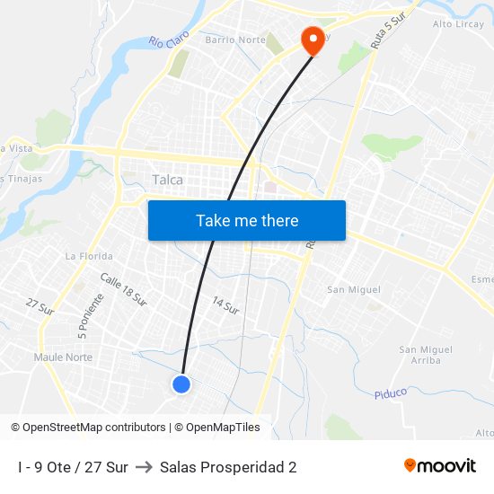 I - 9 Ote / 27 Sur to Salas Prosperidad 2 map