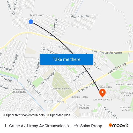 I - Cruce Av. Lircay-Av.Circunvalación Sur / Parada II to Salas Prosperidad 2 map