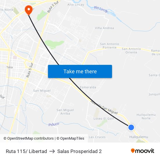 Ruta 115/ Libertad to Salas Prosperidad 2 map