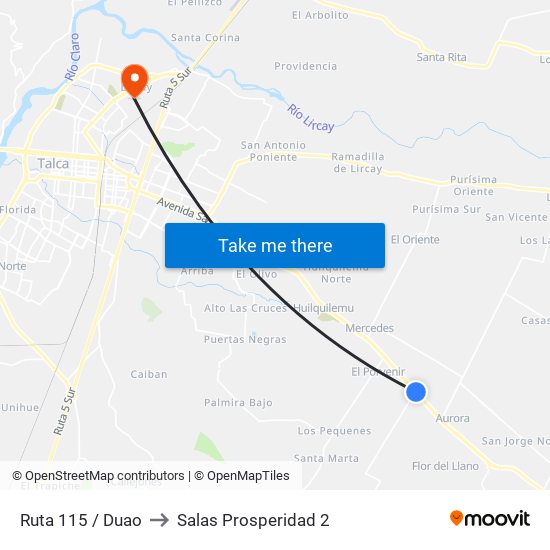 Ruta 115 / Duao to Salas Prosperidad 2 map