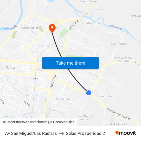 Av San Miguel/Las Rastras to Salas Prosperidad 2 map