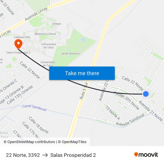 22 Norte, 3392 to Salas Prosperidad 2 map