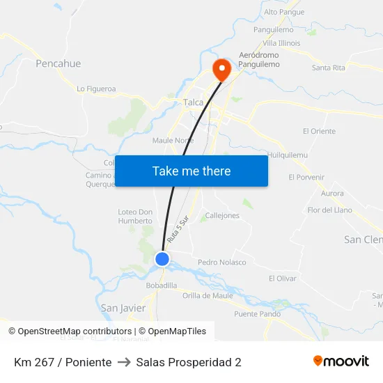 Km 267 / Poniente to Salas Prosperidad 2 map