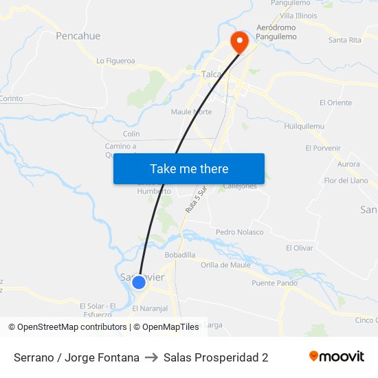 Serrano / Jorge Fontana to Salas Prosperidad 2 map