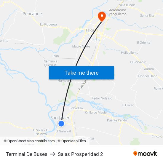 Terminal De Buses to Salas Prosperidad 2 map