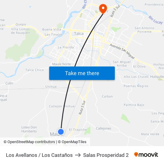 Los Avellanos / Los Castaños to Salas Prosperidad 2 map