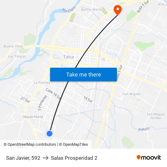 San Javier, 592 to Salas Prosperidad 2 map