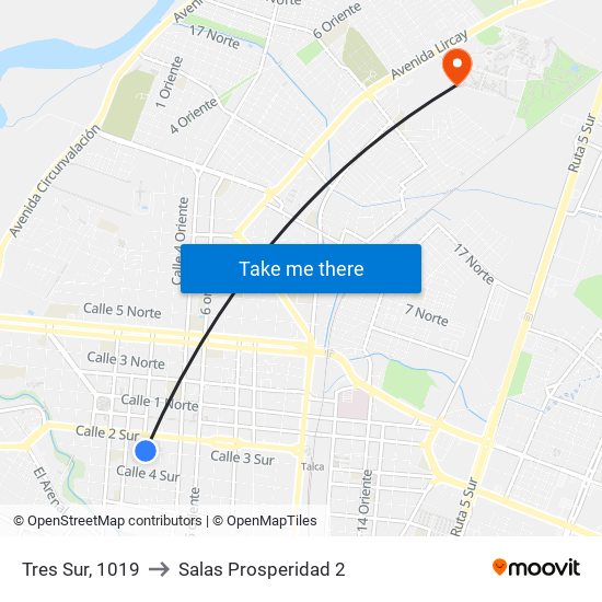 Tres Sur, 1019 to Salas Prosperidad 2 map