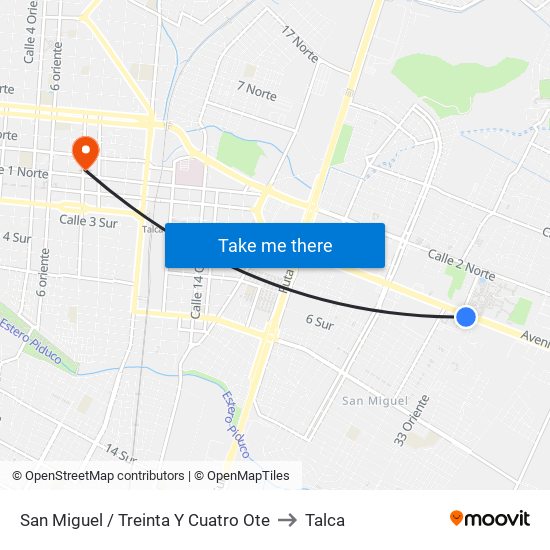 San Miguel / Treinta Y Cuatro Ote to Talca map