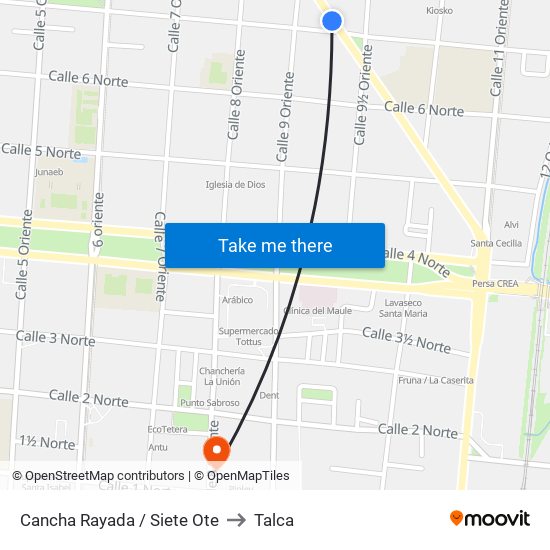 Cancha Rayada / Siete Ote to Talca map