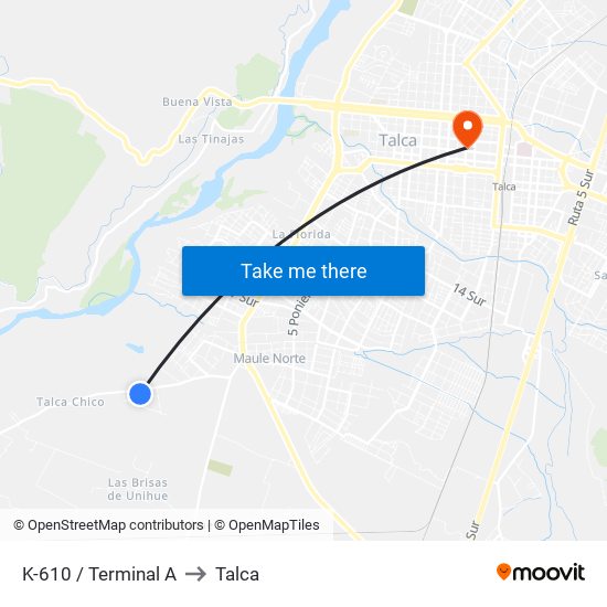 K-610 / Terminal A to Talca map