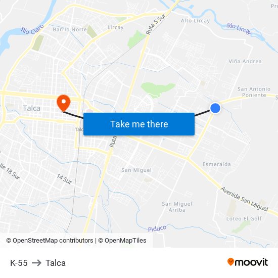 K-55 to Talca map