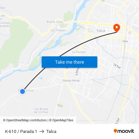 K-610 / Parada 1 to Talca map