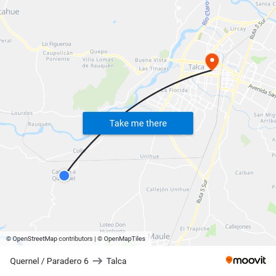 Quernel / Paradero 6 to Talca map