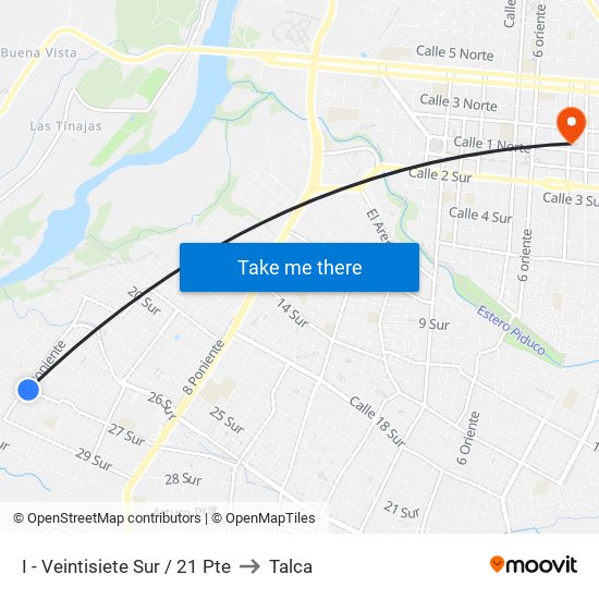 I - Veintisiete Sur / 21 Pte to Talca map