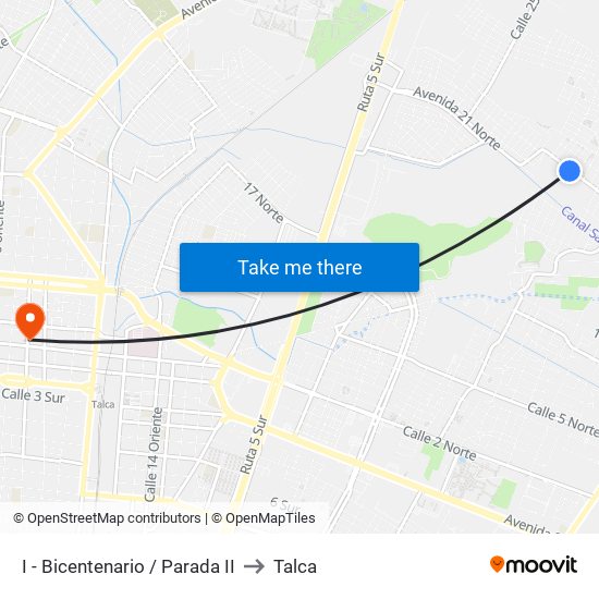 I - Bicentenario / Parada II to Talca map