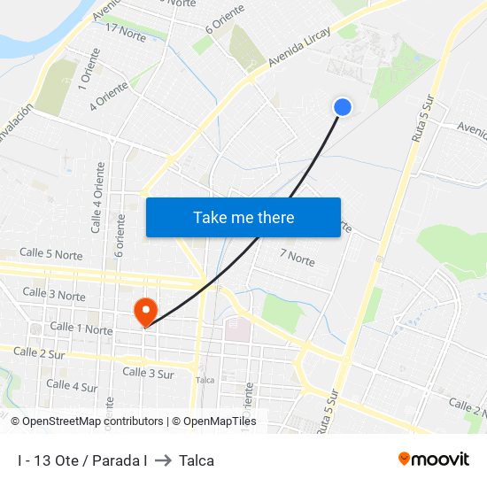 I - 13 Ote / Parada I to Talca map