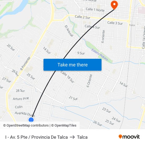 I - Av. 5 Pte / Provincia De Talca to Talca map