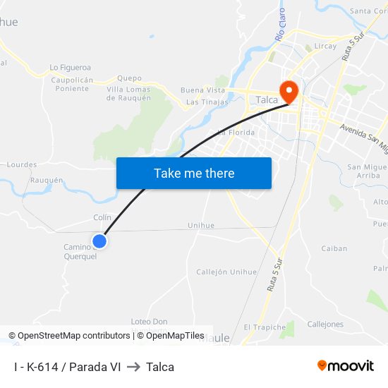 I - K-614 / Parada VI to Talca map