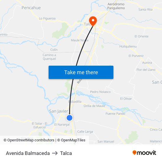 Avenida Balmaceda to Talca map