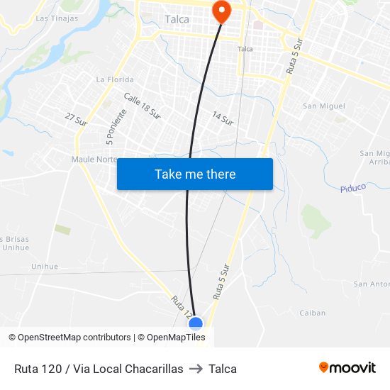 Ruta 120 / Via Local Chacarillas to Talca map