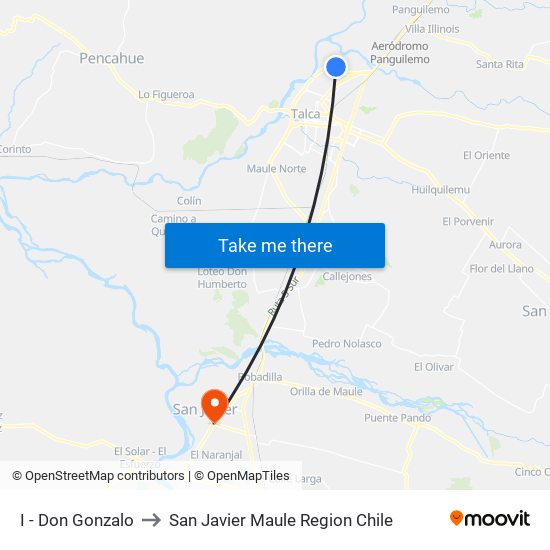 I - Don Gonzalo to San Javier Maule Region Chile map