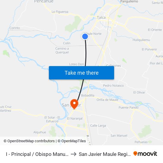 I - Principal / Obispo Manuel Larrain to San Javier Maule Region Chile map